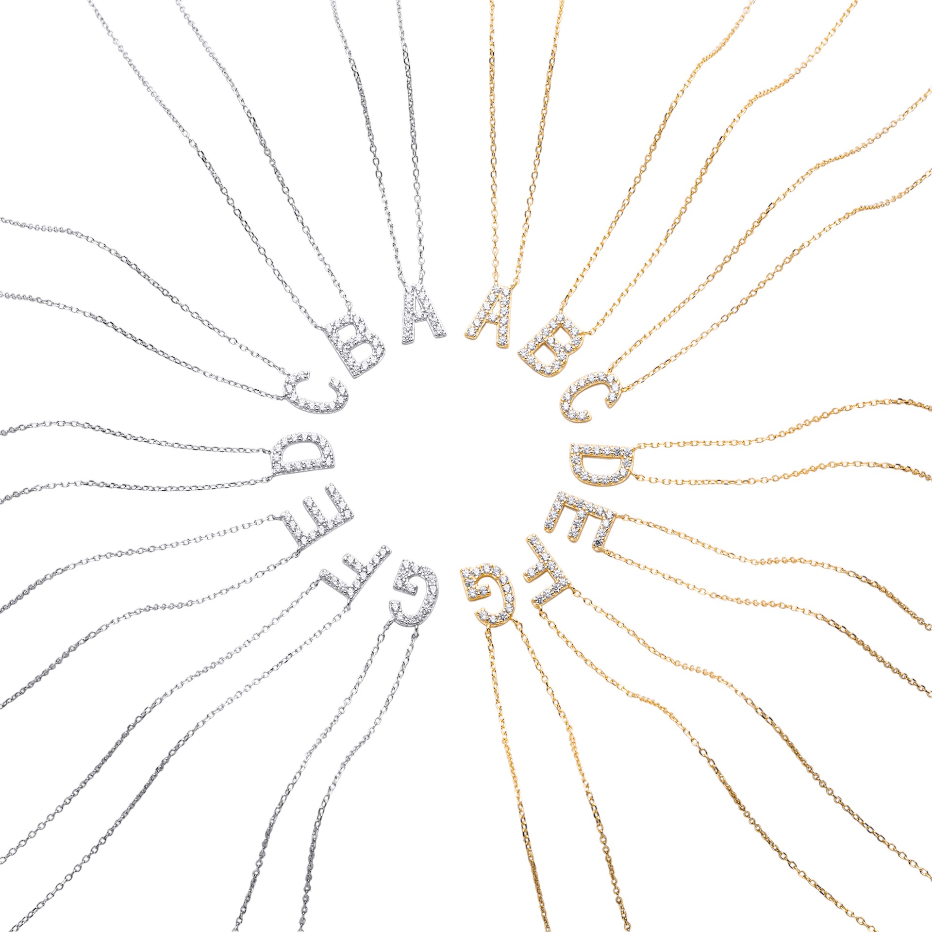 Initial Necklace – S925 Sterling Silver Dainty Pave Alphabet Pendant Necklace