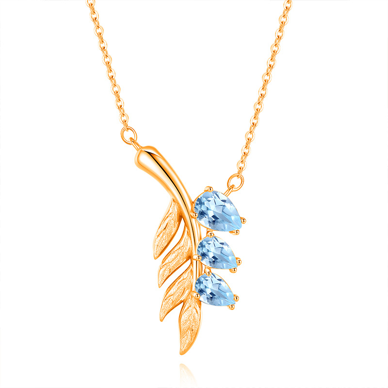 Leaf Pendant Necklace Set – S925 Sterling Silver Crystal Jewelry | Blingku