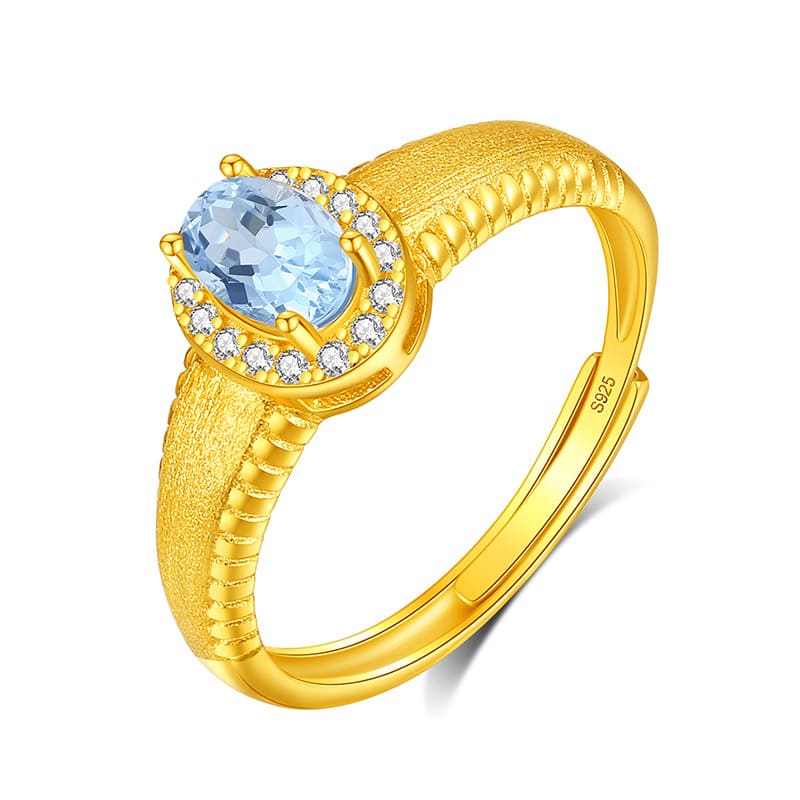 Brushed Gold Adjustable Ring – Minimalist Peridot Ring in Sterling Silver