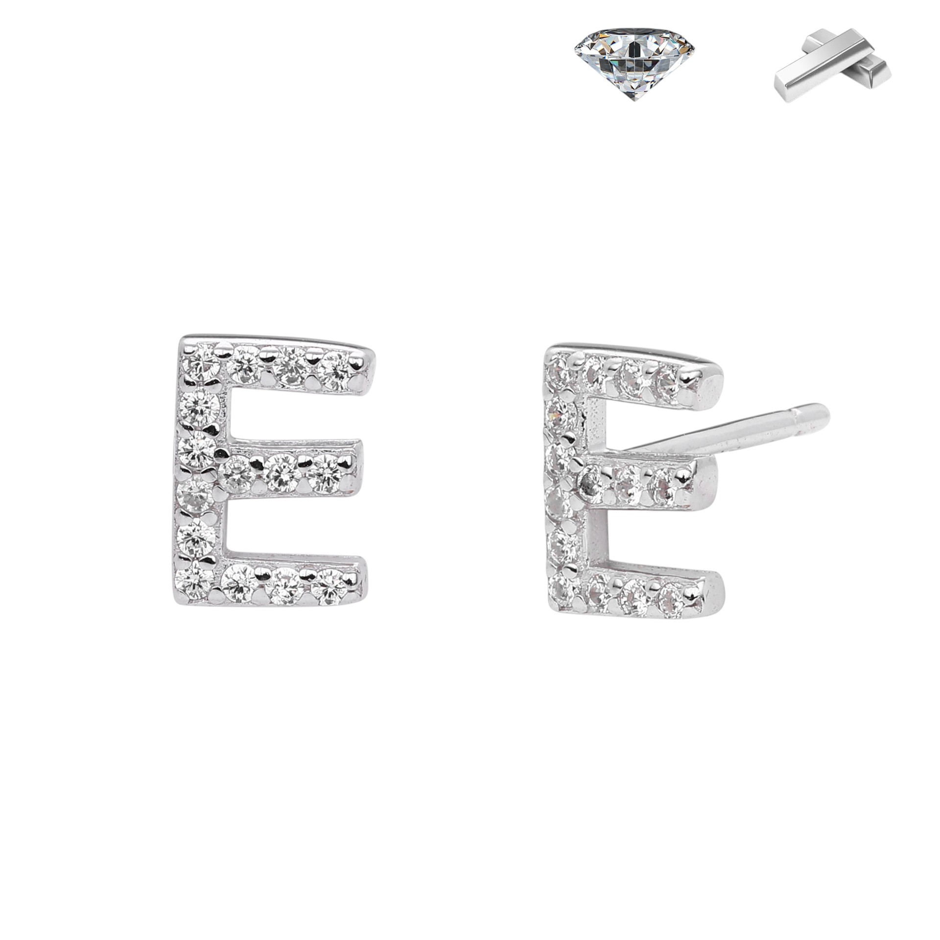 Letter Earrings – S925 Sterling Silver Alphabet Stud Earrings 