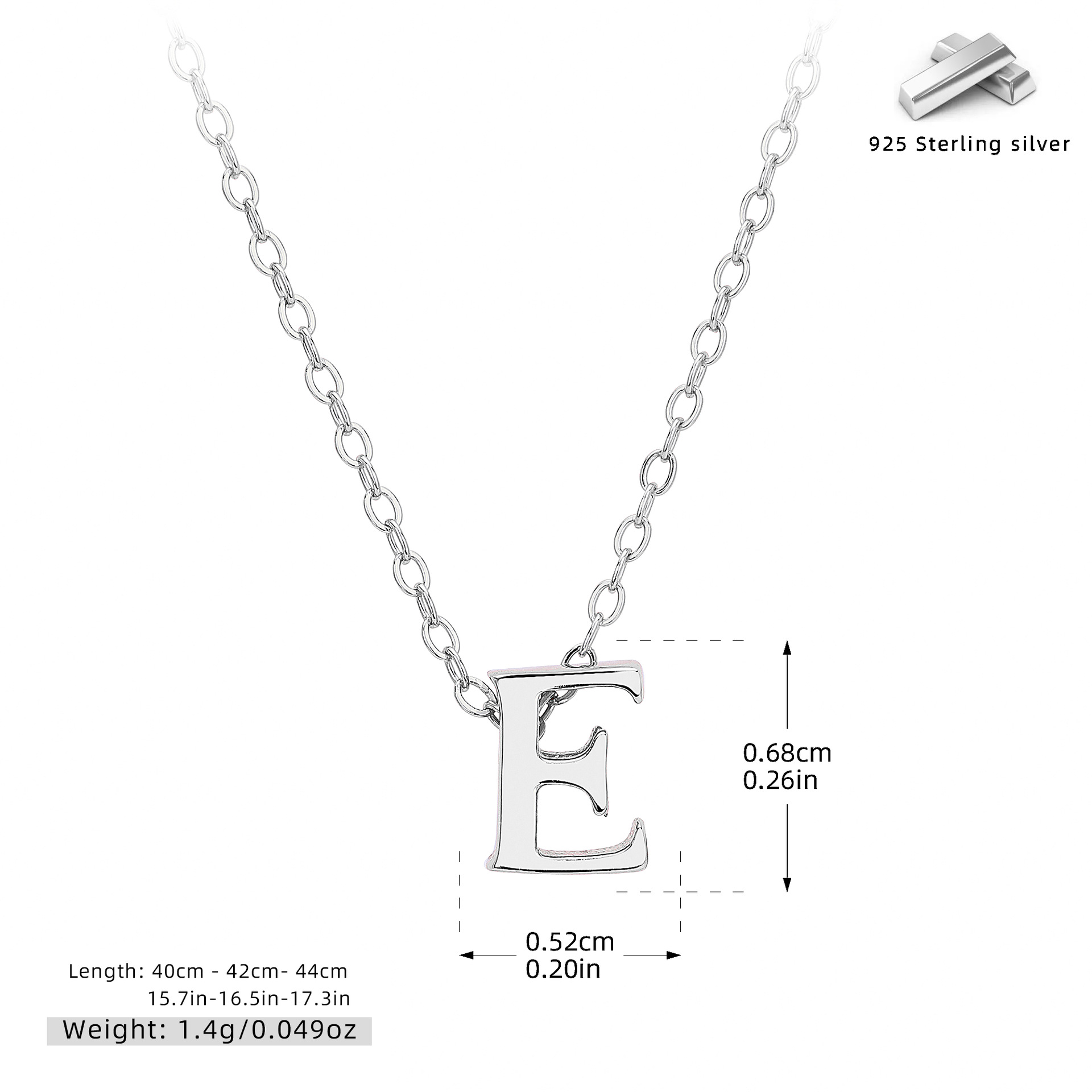 Initial Necklace – S925 Sterling Silver A–Z Alphabet Pendant Clavicle Chain