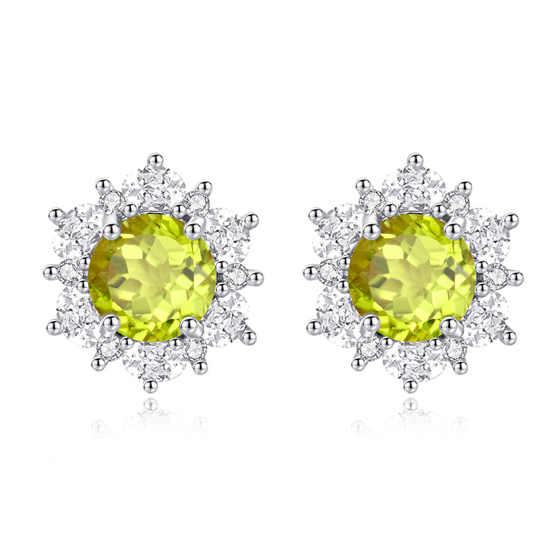 Sterling Silver Floral Necklace Set – Natural Crystal Pendant Jewelry | Blingku