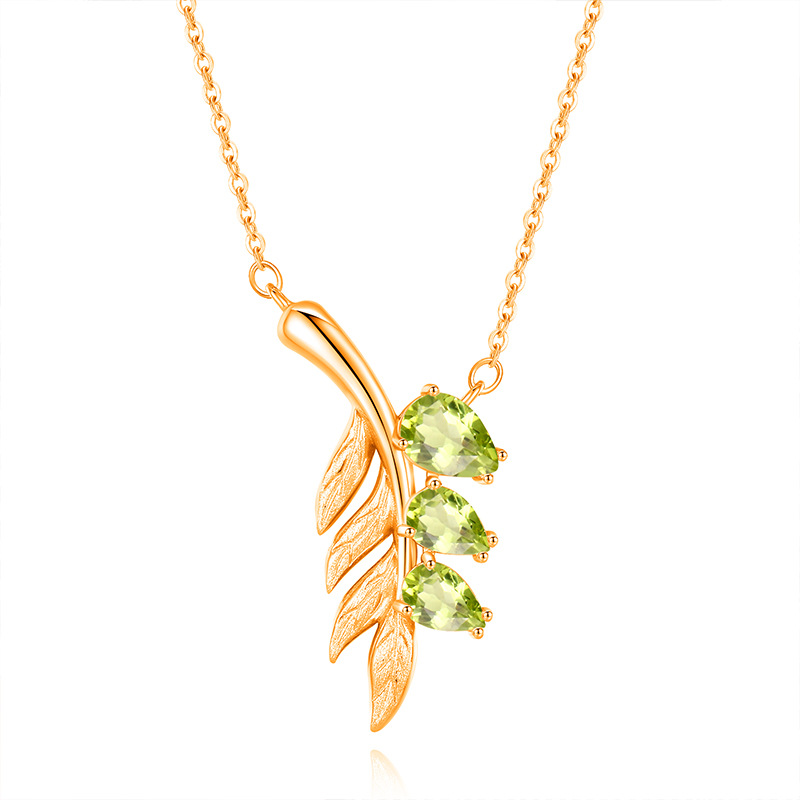 Leaf Pendant Necklace Set – S925 Sterling Silver Crystal Jewelry | Blingku