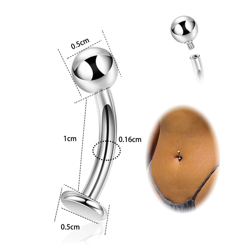 Gold Belly Button Ring with Multiple CZ Gems – Stainless Steel Curved Barbell