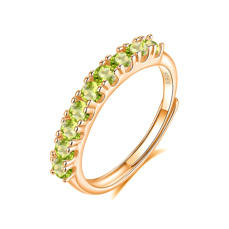 18K Gold Plated Crystal Band – Peridot Stacking Ring in Sterling Silver