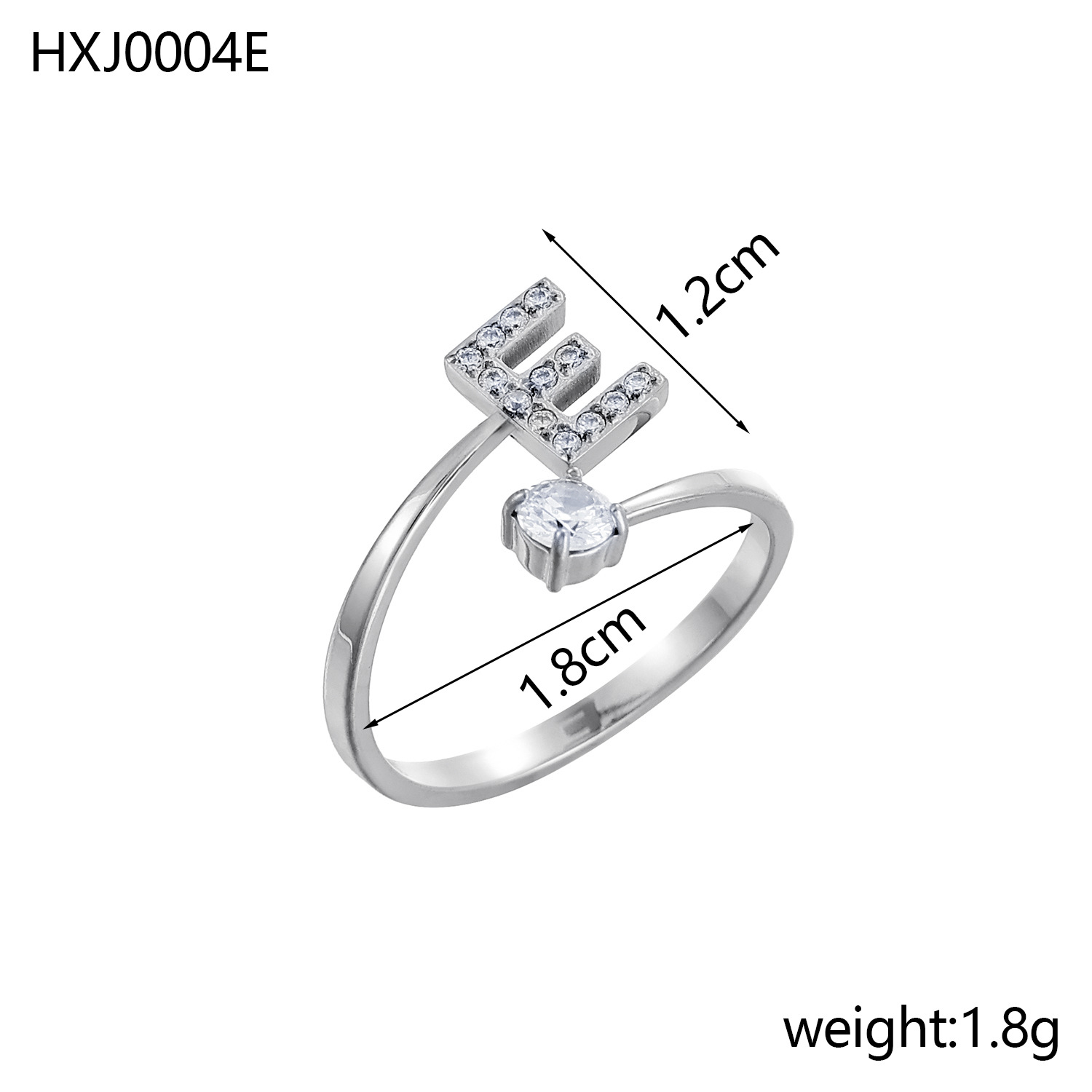 Initial Ring – Diamond-Studded Alphabet Open Ring for Women | Customizable