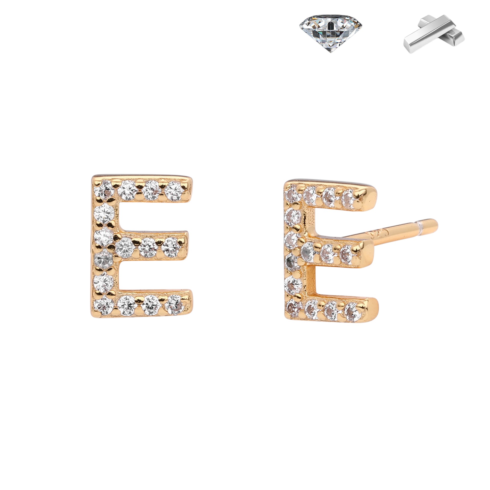 Letter Earrings – S925 Sterling Silver Alphabet Stud Earrings 