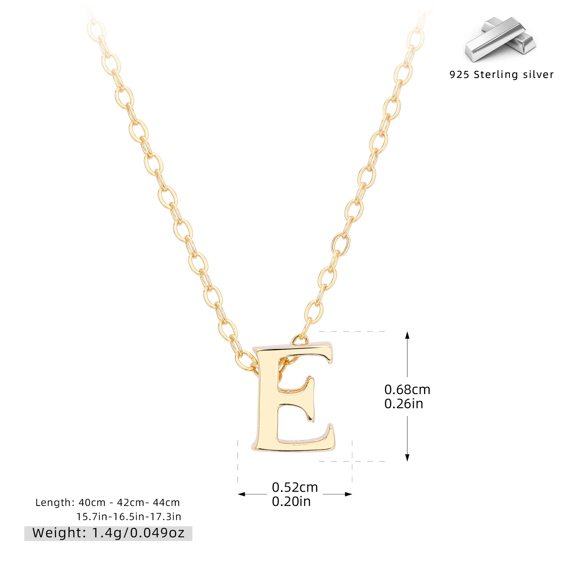 Initial Necklace – S925 Sterling Silver A–Z Alphabet Pendant Clavicle Chain