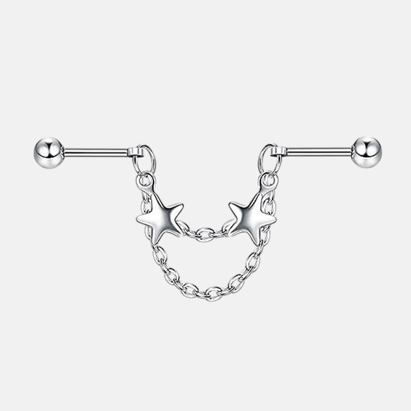 Best Ear Piercing Jewelry – Pearl Chain Cartilage Earring with Star Stud