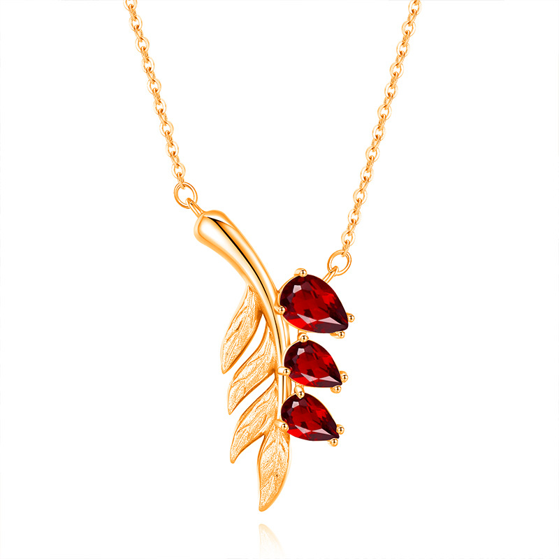 Leaf Pendant Necklace Set – S925 Sterling Silver Crystal Jewelry | Blingku