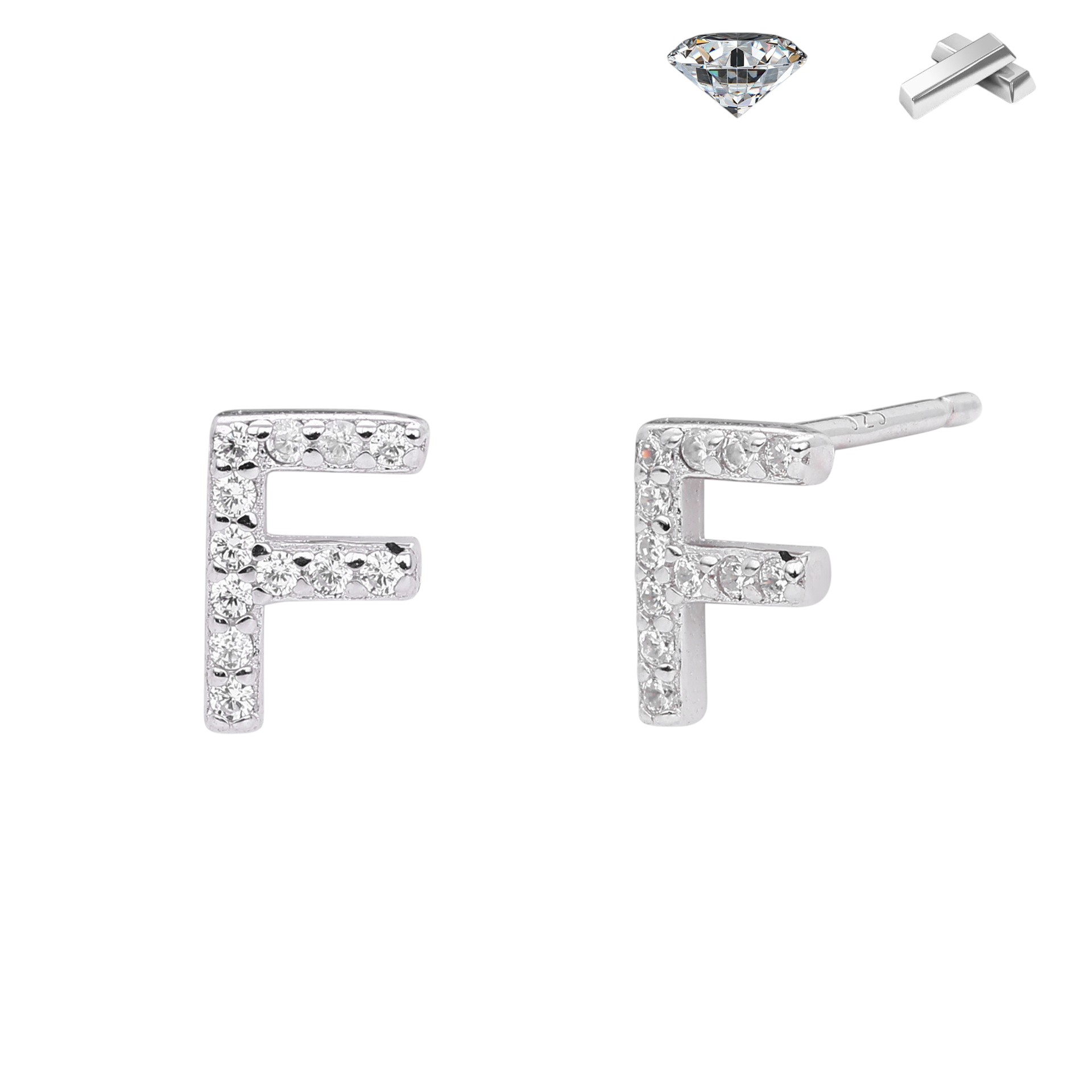 Letter Earrings – S925 Sterling Silver Alphabet Stud Earrings 