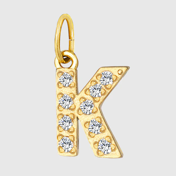 Initial Charm – Pave Full CZ Double Circle Alphabet Pendant for DIY Jewelry