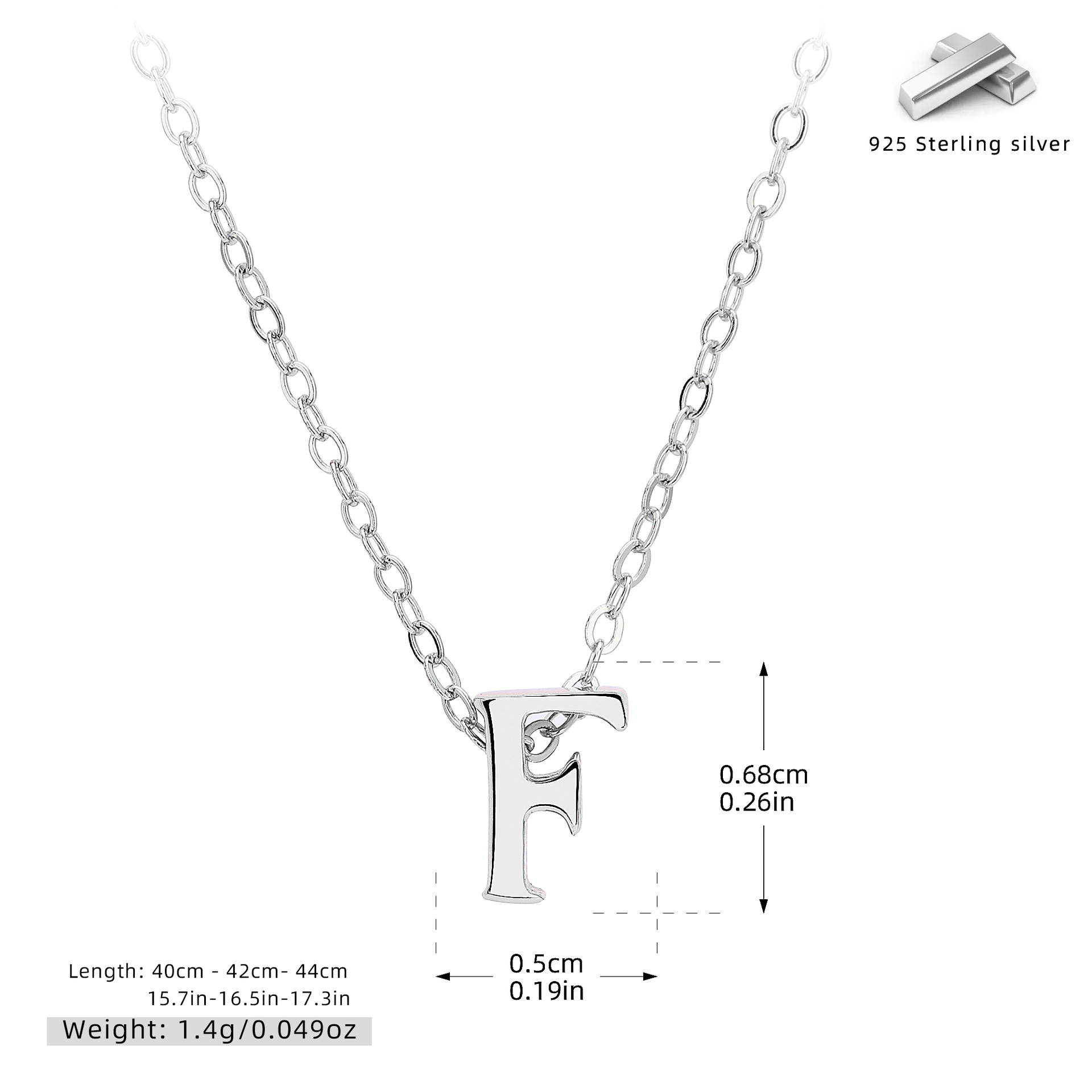 Initial Necklace – S925 Sterling Silver A–Z Alphabet Pendant Clavicle Chain