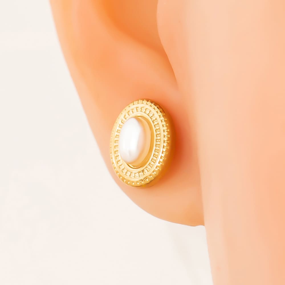 Gold Plated Hoop Earrings – Vintage Cat’s Eye Stone Retro Drop Hoops