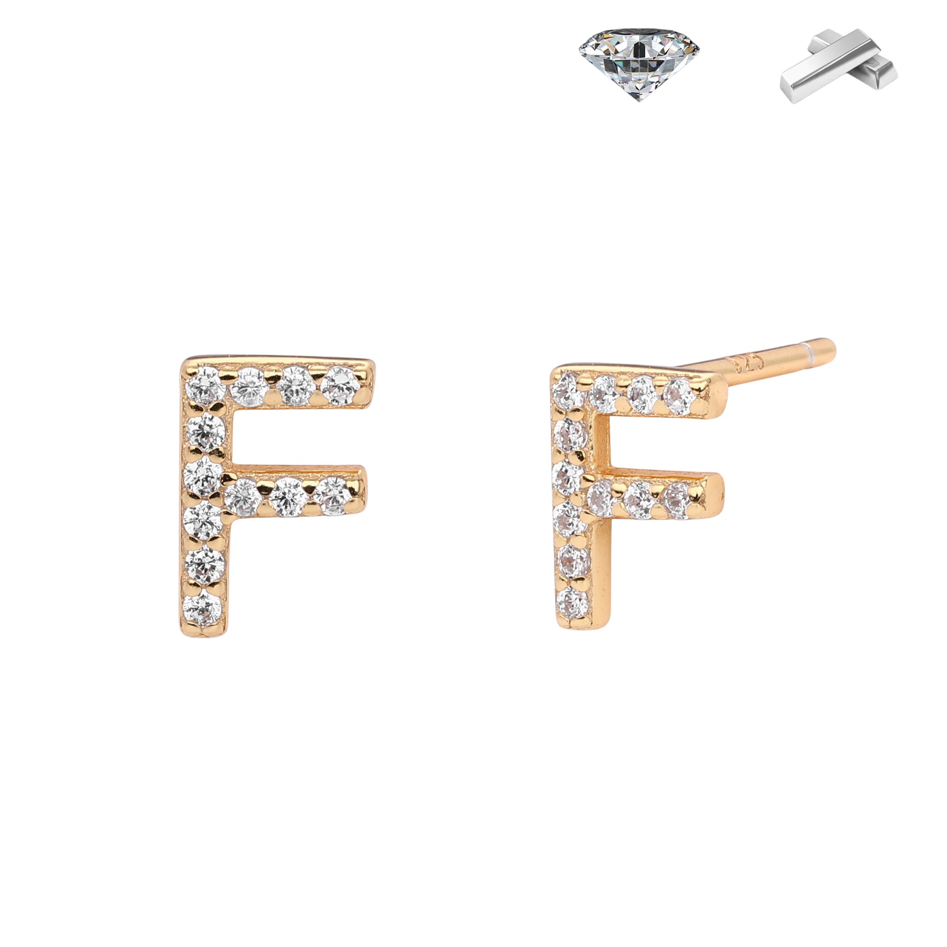 Letter Earrings – S925 Sterling Silver Alphabet Stud Earrings 