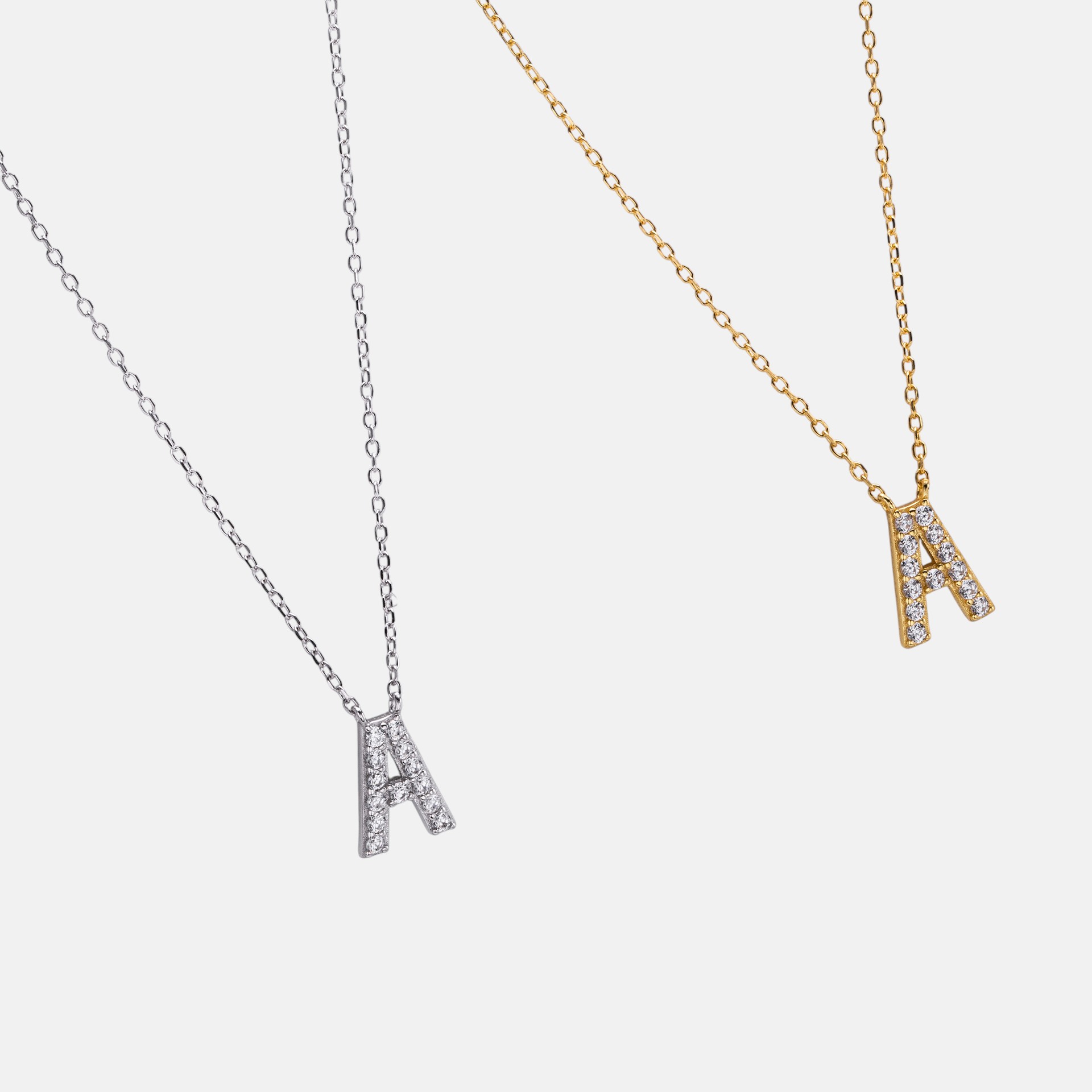 Initial Necklace – S925 Sterling Silver Dainty Pave Alphabet Pendant Necklace