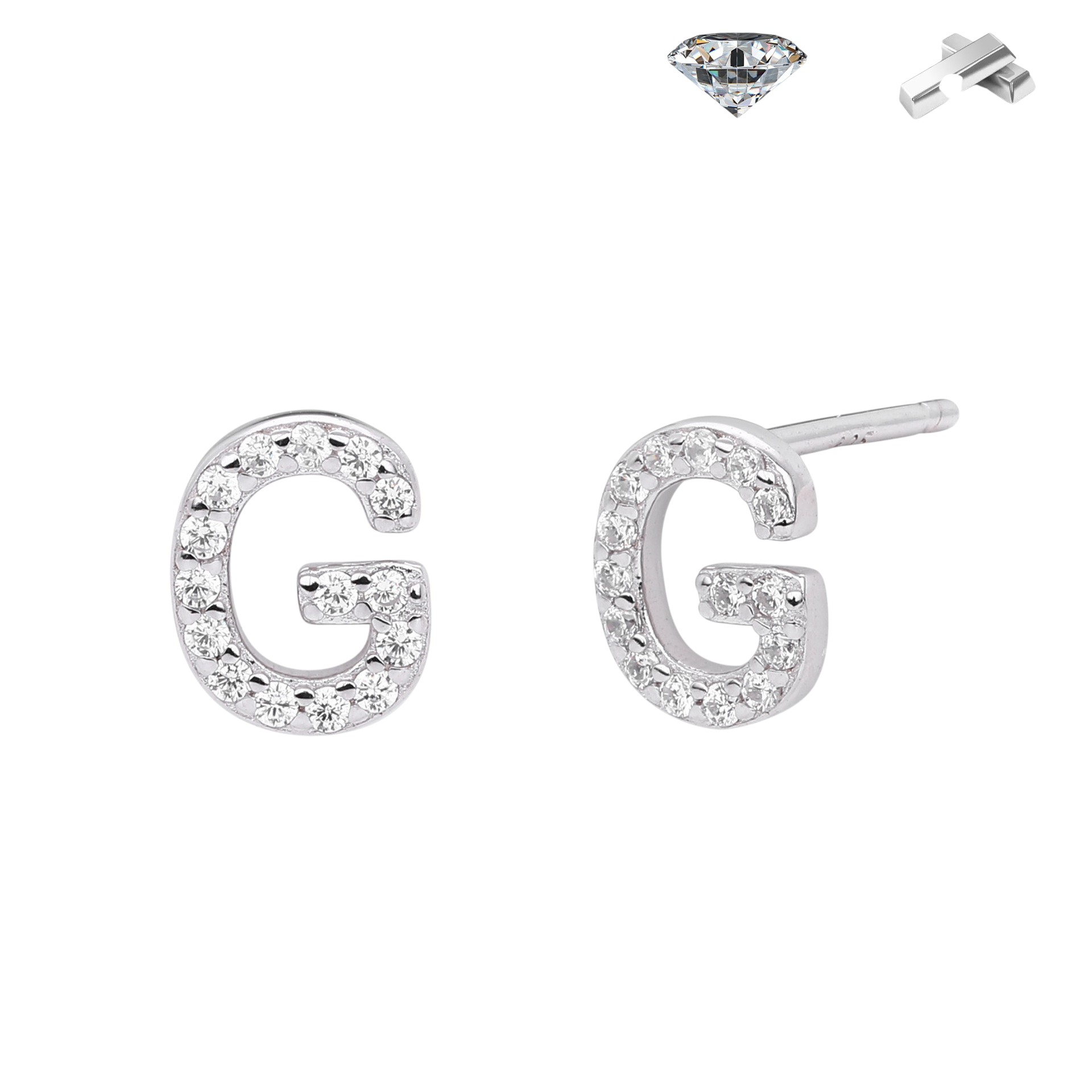 Letter Earrings – S925 Sterling Silver Alphabet Stud Earrings 