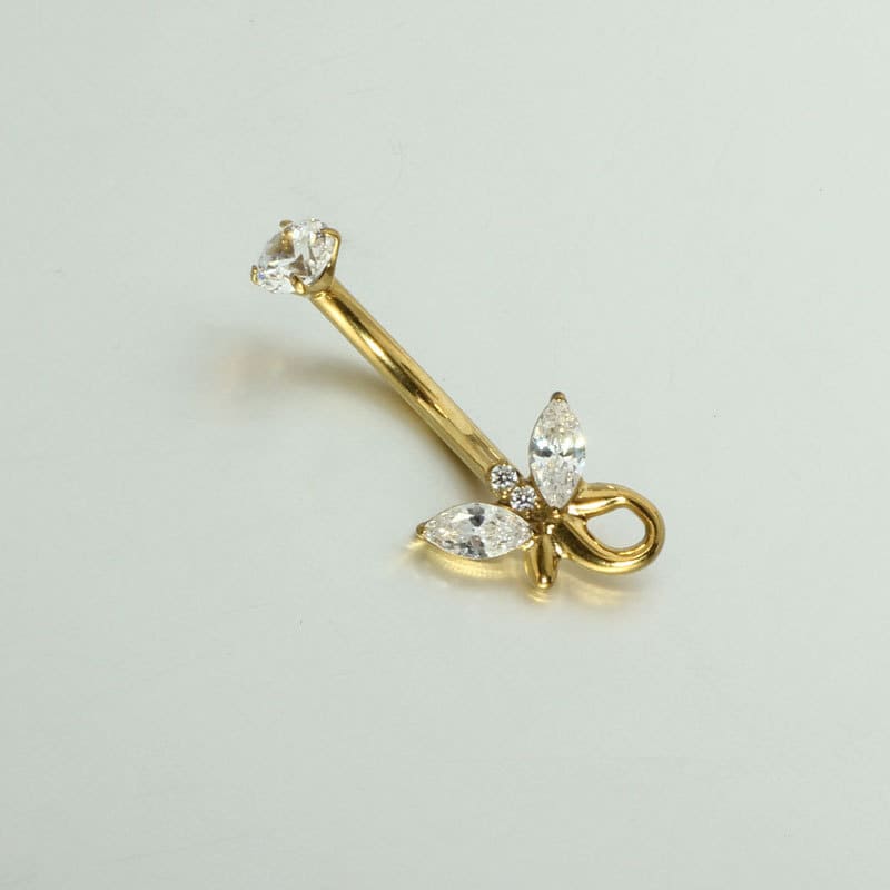 G23 Titanium Navel Piercing Jewelry – 14G Internally Threaded Marquise CZ Belly Ring