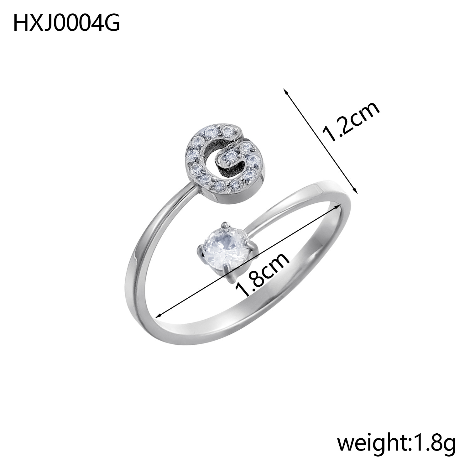 Initial Ring – Diamond-Studded Alphabet Open Ring for Women | Customizable