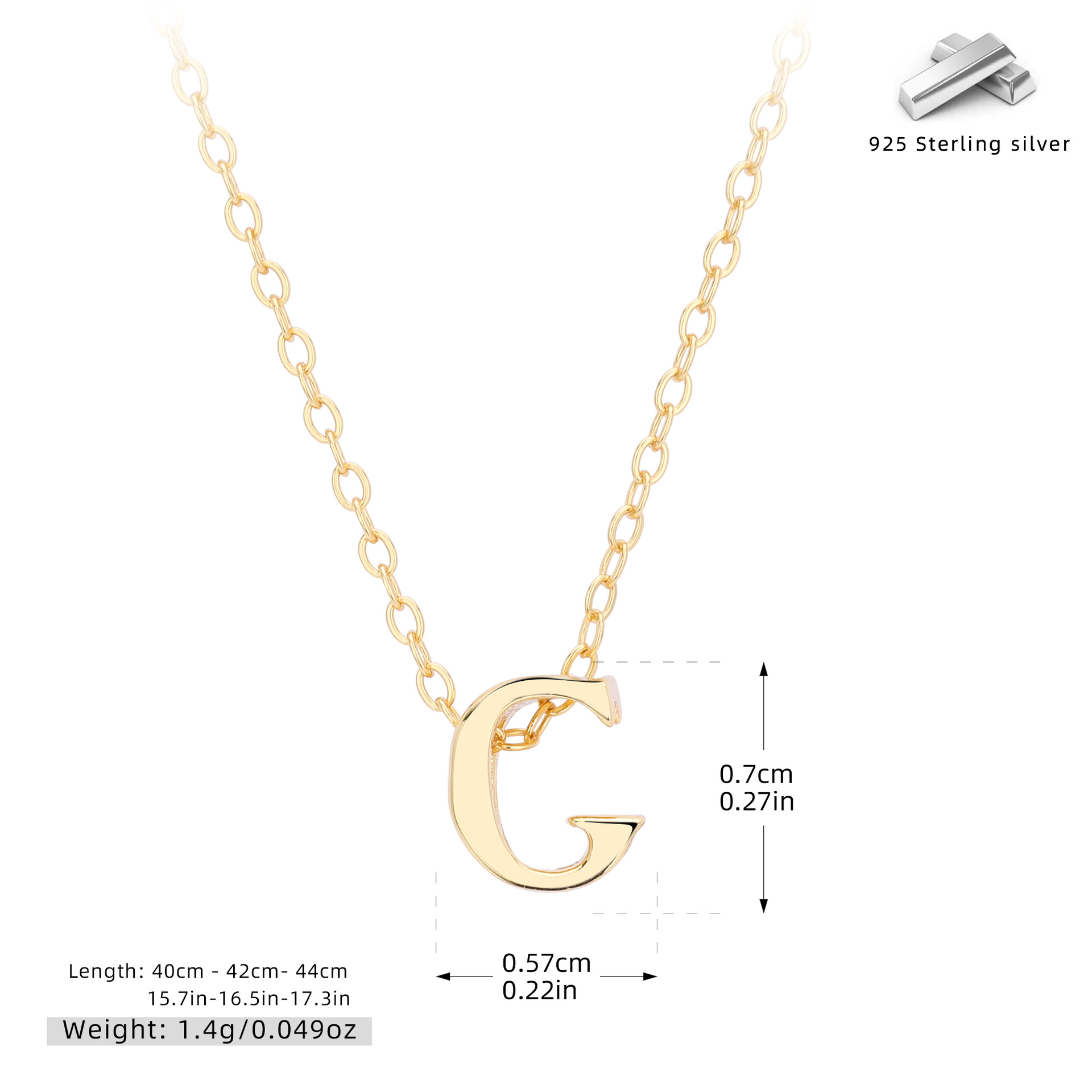 Initial Necklace – S925 Sterling Silver A–Z Alphabet Pendant Clavicle Chain
