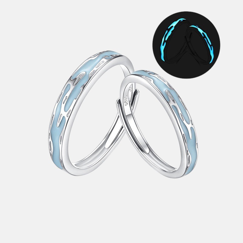 Fluorescent Ring – Jiangnan Mist Adjustable Couple Rings in S925 Silver