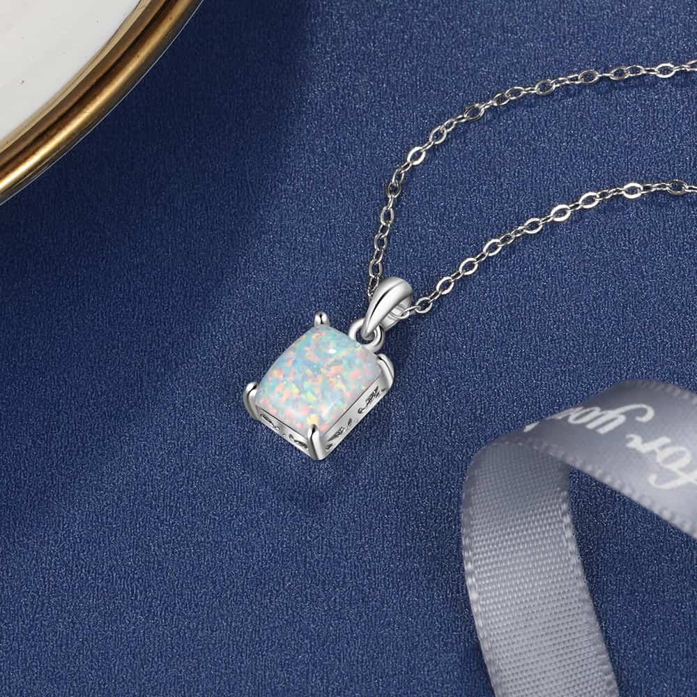 Opal Silver Necklace – Elegant S925 Silver Pendant for Women