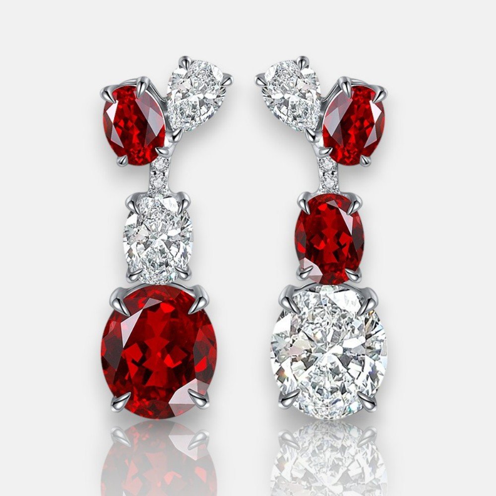 Ruby Earrings Drop – Pigeon Blood Red Lab Ruby Studs in 925 Silver