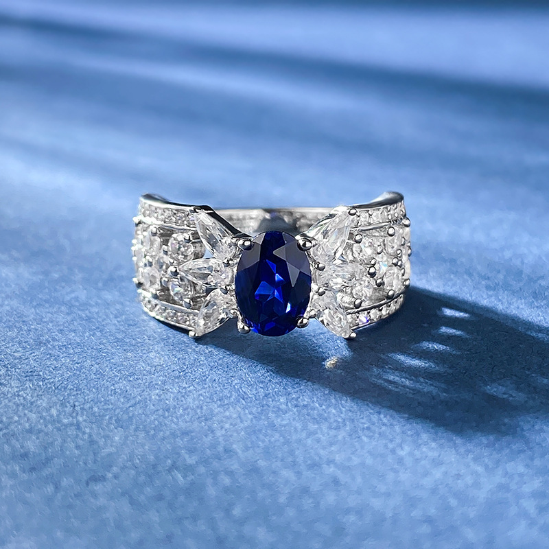 Sapphire Ring - Royal Blue Band Design in S925 Sterling Silver