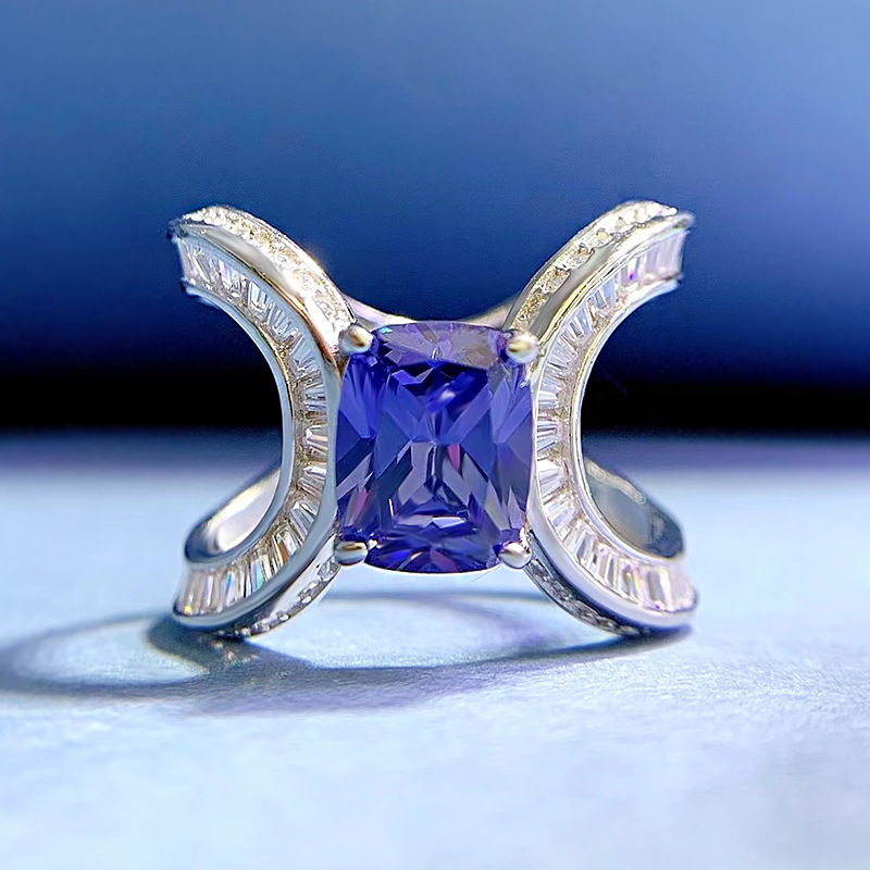 Sapphire Ring - Tanzanite Ice-Cut Design in S925 Sterling Silver