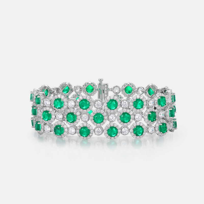 Green Gemstone Tennis Bracelet – Full Pave Lab-Created Gems in 925 Sterling Silver