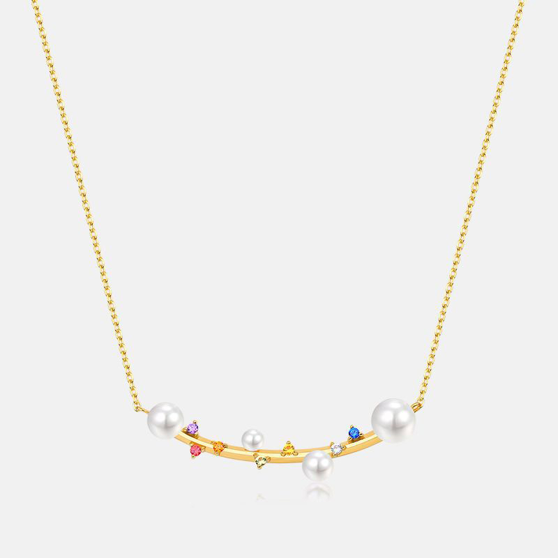 S925 Sterling Silver Zircon & Pearl Choker – Adjustable Minimalist Necklace