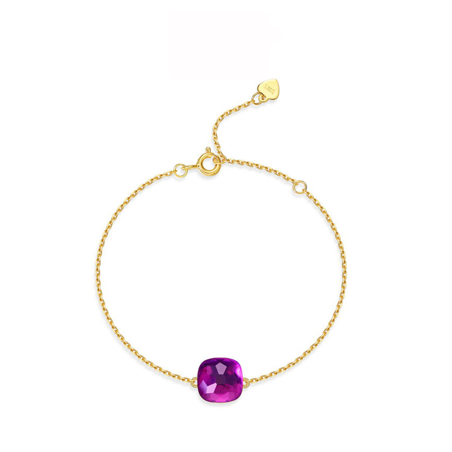 January Birthstone Garnet Bracelet | Minimalist 10K Gold Plated Sterling Silver
