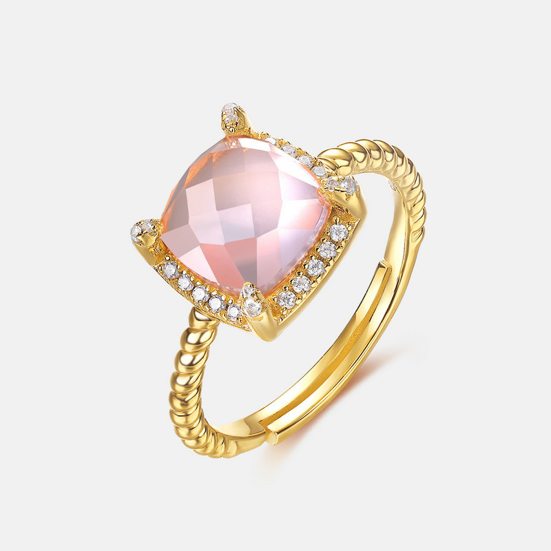 Color Gemstone Square-Cut Ring | 10K Gold Plated Sterling Silver | January Birthstone Collection