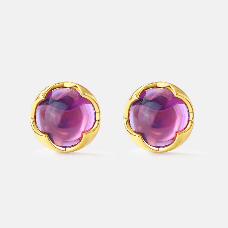 anuary Birthstone Candy Gem Stud Earrings | 10K Gold Plated Sterling Silver