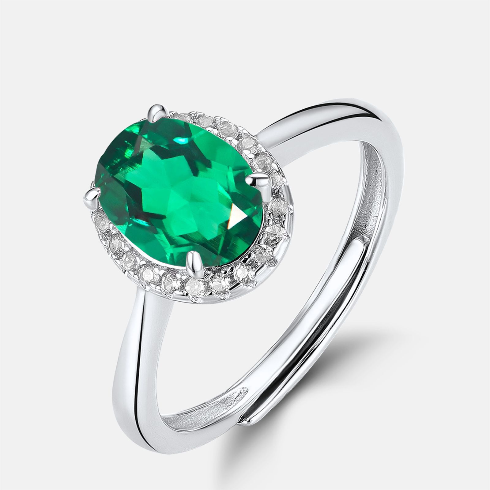 Vintage May birthstone ring - Lab emerald center with ruby accents on sterling silver band