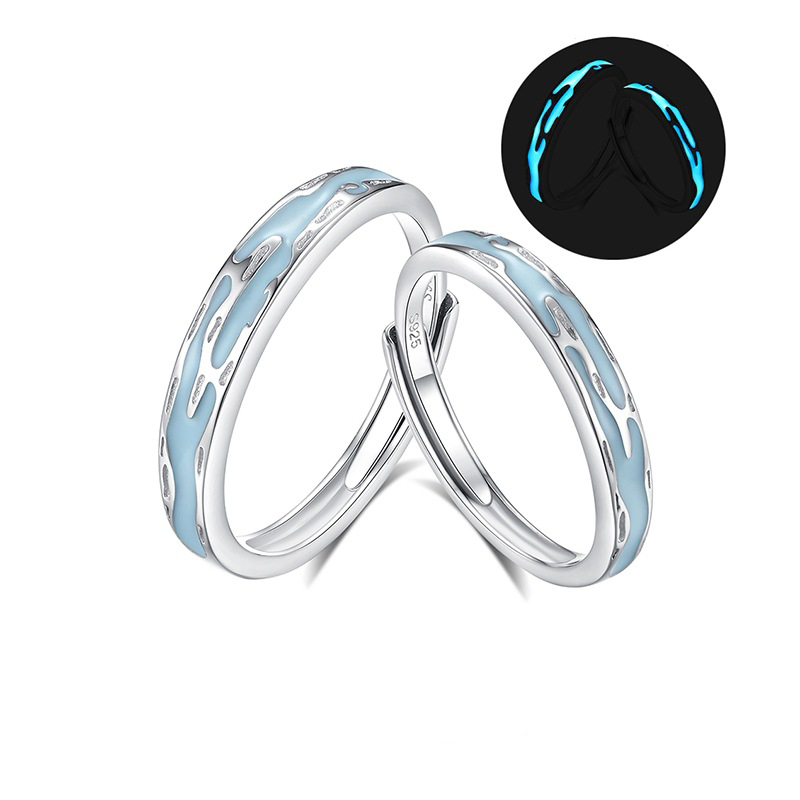 Fluorescent Ring – Jiangnan Mist Adjustable Couple Rings in S925 Silver