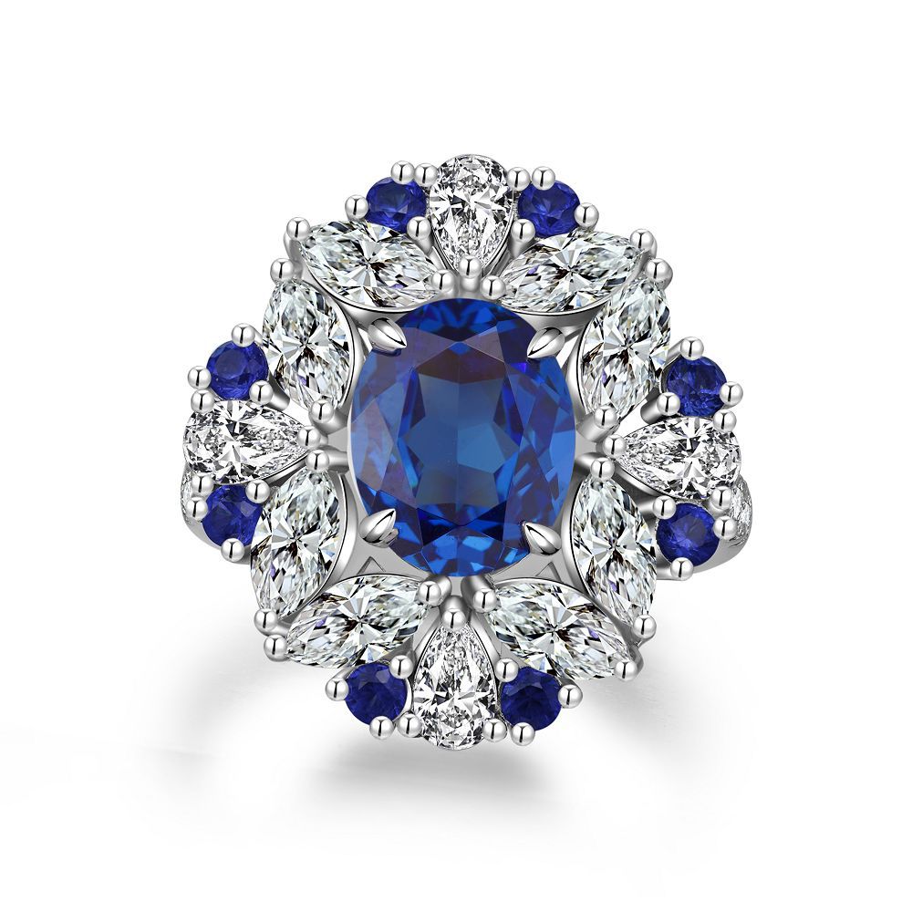 4CT Ice‑Flower Asscher‑Cut Aquamarine Topaz Ring – S925 Sterling Silver | March Birthstone