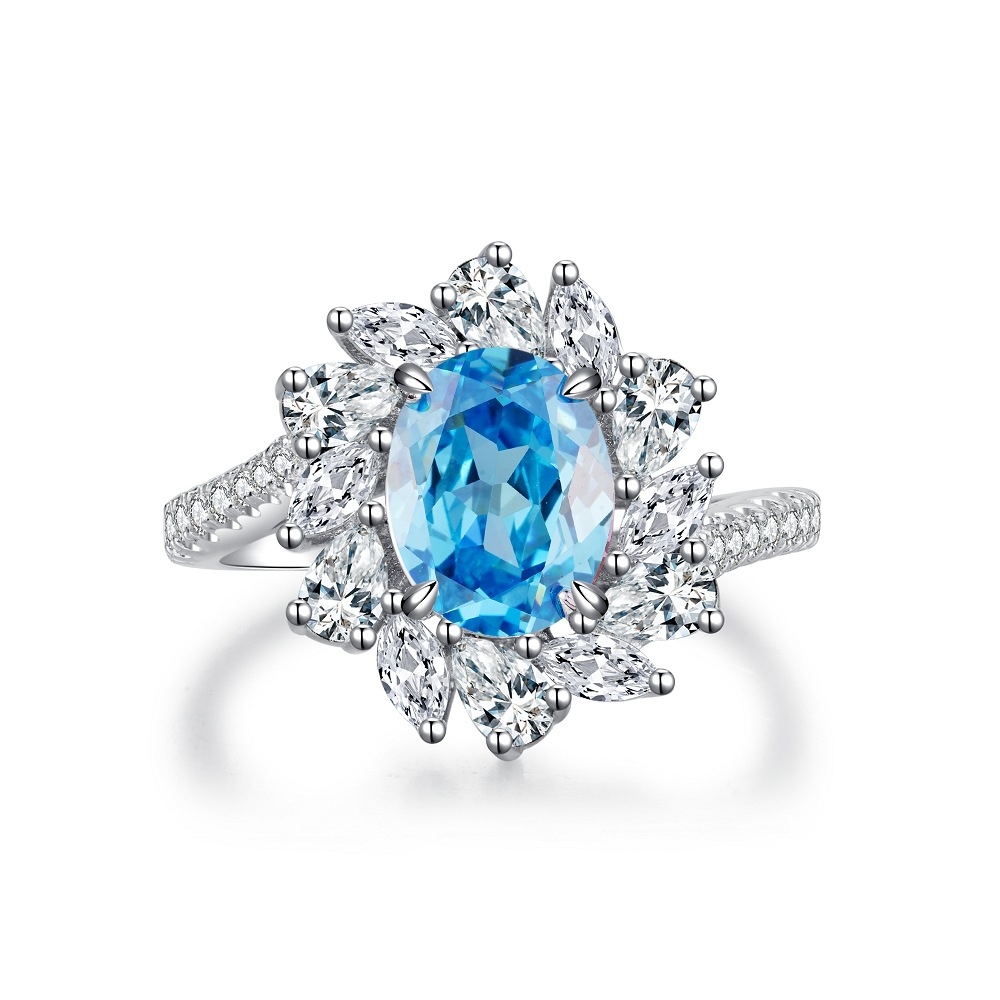3CT Aquamarine Wobble-Band Gemstone Ring in S925 Sterling Silver – March Birthstone Design