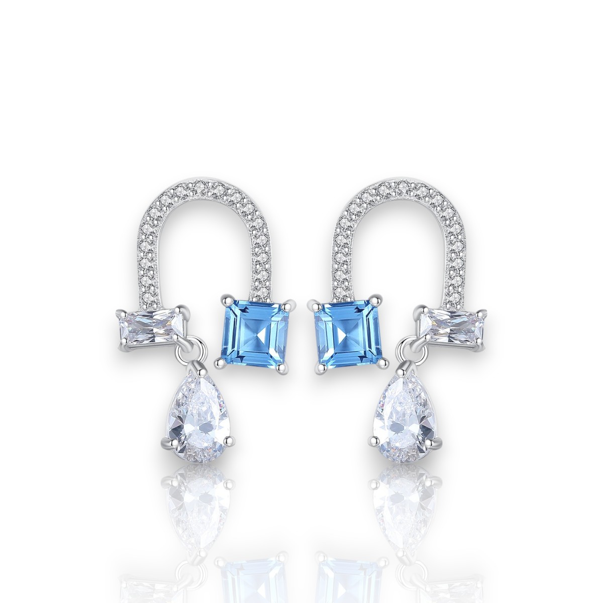 Aquamarine & Blue Topaz Earrings in S925 Sterling Silver – Elegant March Birthstone Jewelry
