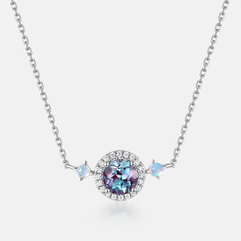 Color‑Change Alexandrite Necklace | S925 Sterling Silver Lab Gem Choker – June Birthstone