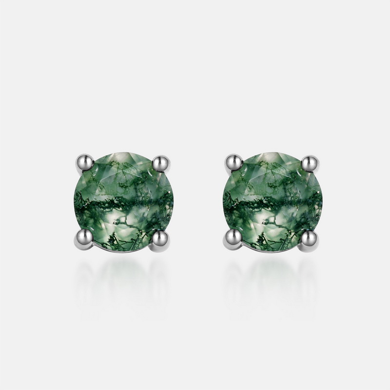 Round Alexandrite Stud Earrings | S925 Sterling Silver Color‑Change Gem – June Birthstone