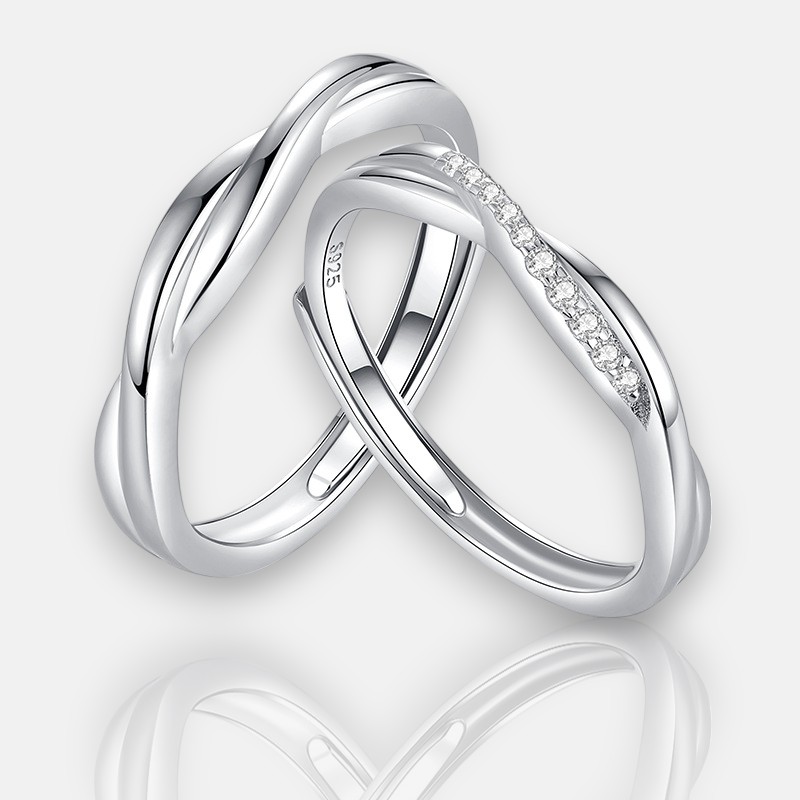 Simple Wedding Bands for Couples | S925 Twisted Rope Design Couple Rings