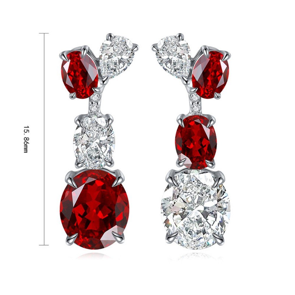 Ruby Earrings Drop – Pigeon Blood Red Lab Ruby Studs in 925 Silver