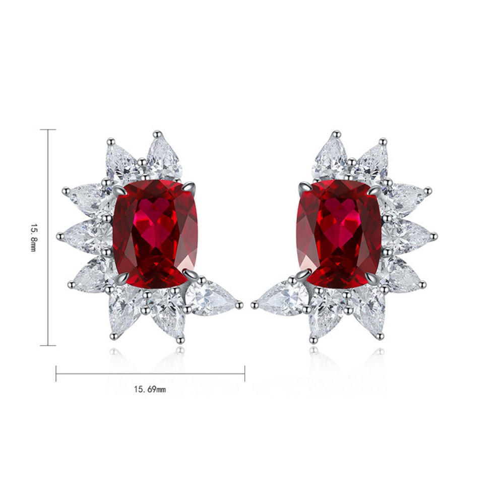 Ruby and Silver Earrings – Lab Ruby Studs with S925 Silver Posts