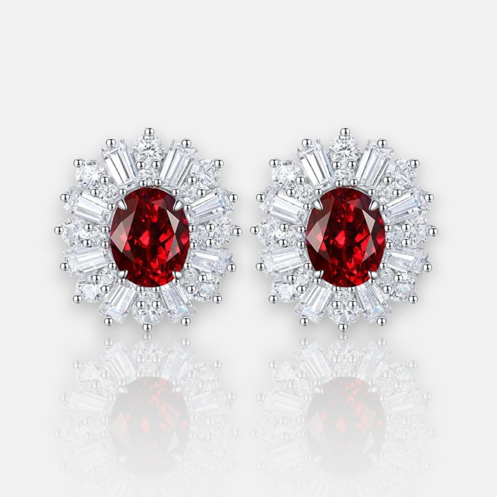 Silver Ruby Earrings – Lab-Created Ruby Studs in 925 Sterling Silver