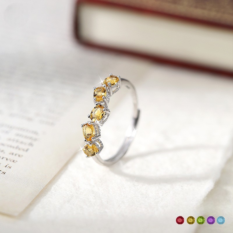 Minimalist Silver Ring – Adjustable S925 Sterling Silver with Natural Crystal