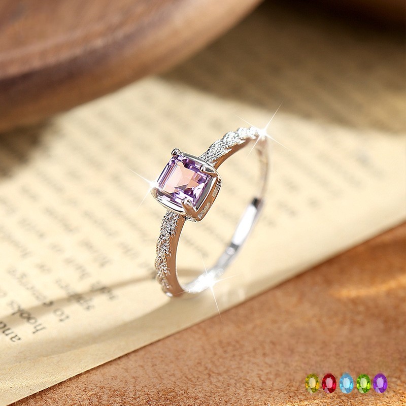 Natural Peridot Ring – S925 Sterling Silver Open Band Cube Design