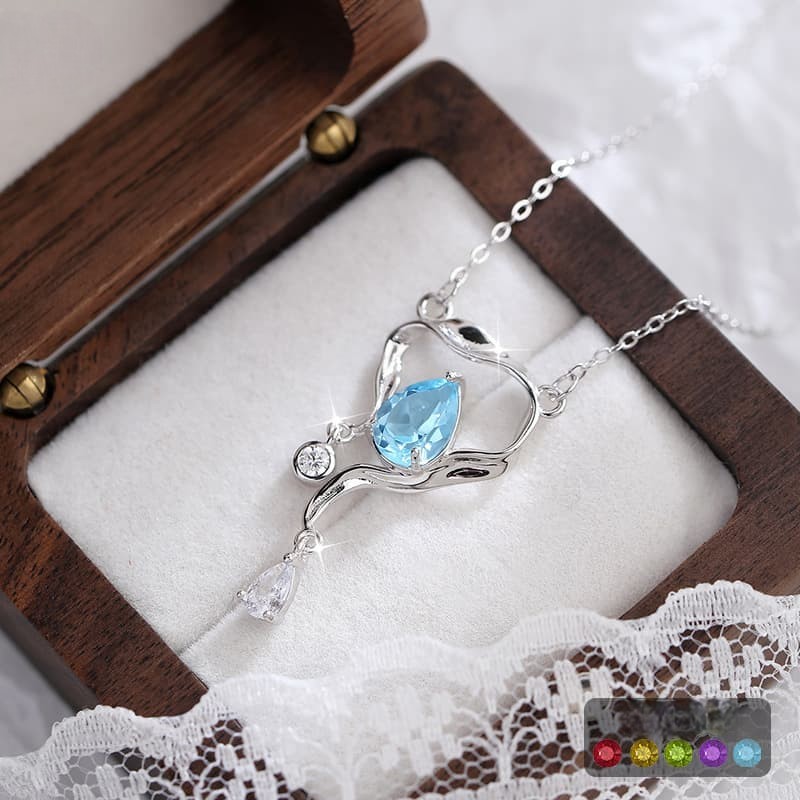 Mermaid Tears Pendant – S925 Silver Necklace with Natural Gemstones | Blingku