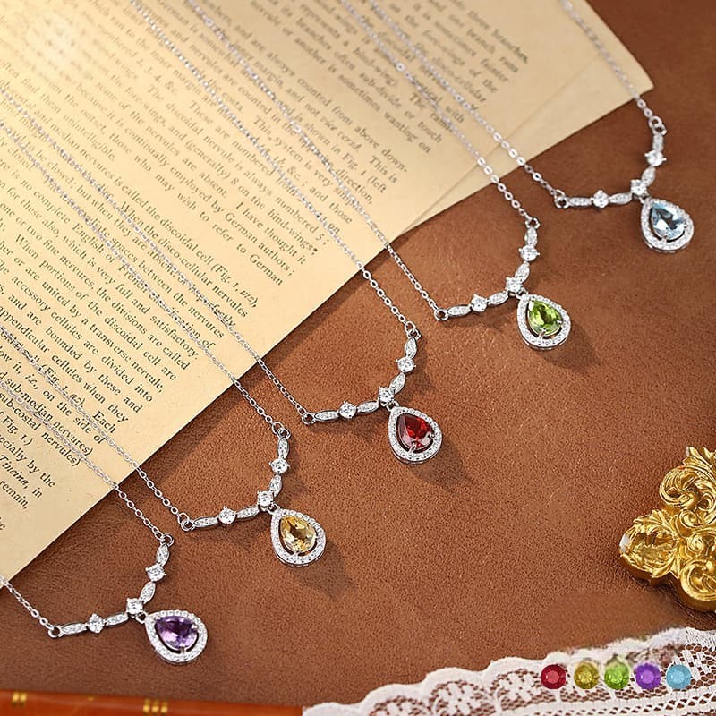 Delicate Birthstone Jewelry – Josephine S925 Silver Crystal Pendant Necklace | Blingku