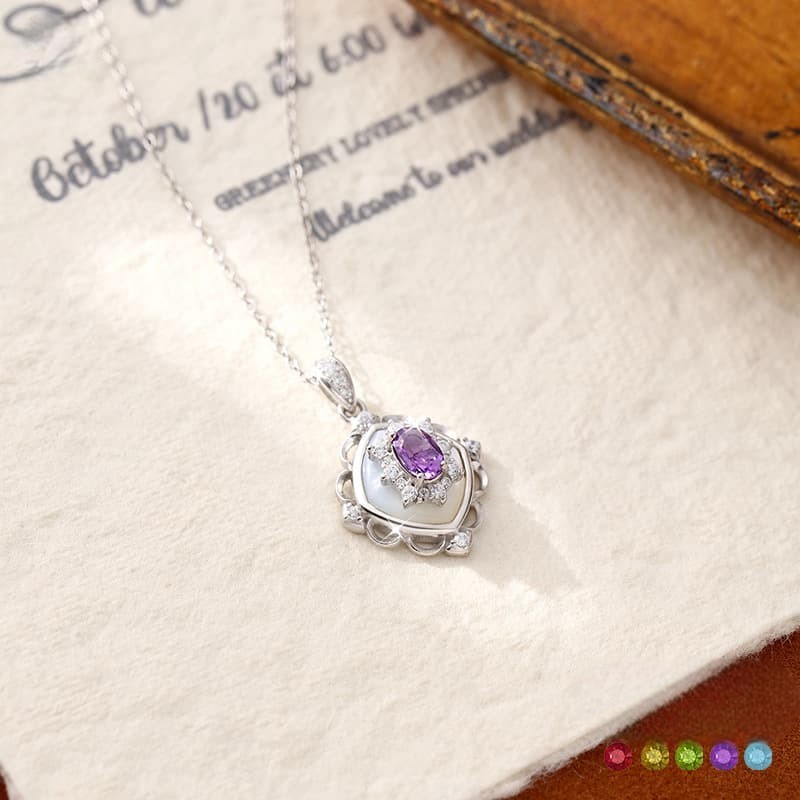 Geometric Pendant Necklace – S925 Sterling Silver with Natural Gemstone | Blingku